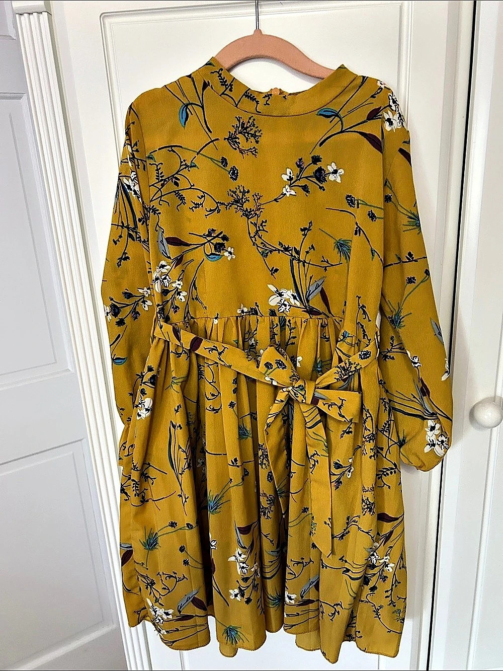Floral Long Sleeve Dress in Yellow
